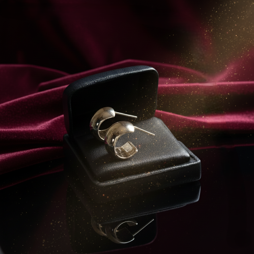 Wide Curved Earrings - Silver